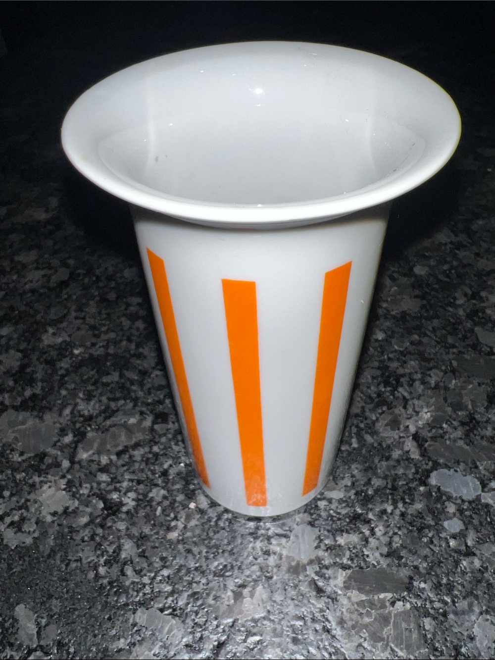 LaGardo Tackett for Schmid Porcelain 5” White Orange Stripe Vintage 1960’s Vase
